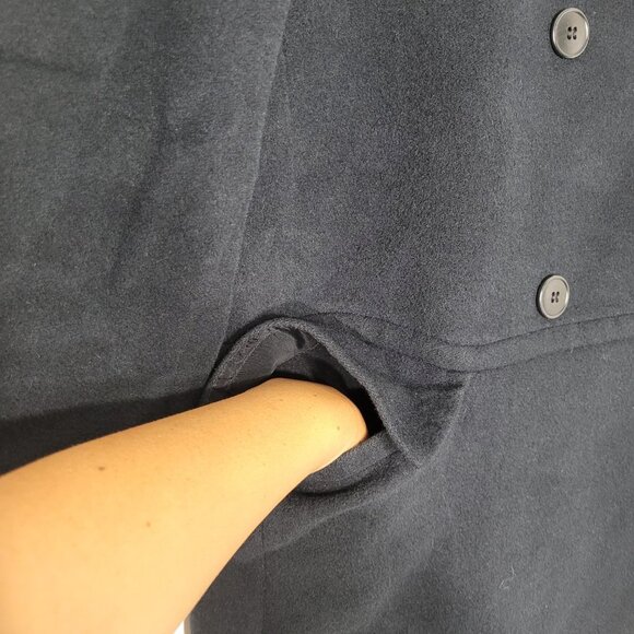 Peter Nygard Dark Navy Blue Double Breasted Pea Coat Flap Wool Blend Pocket 10 - Picture 4 of 11